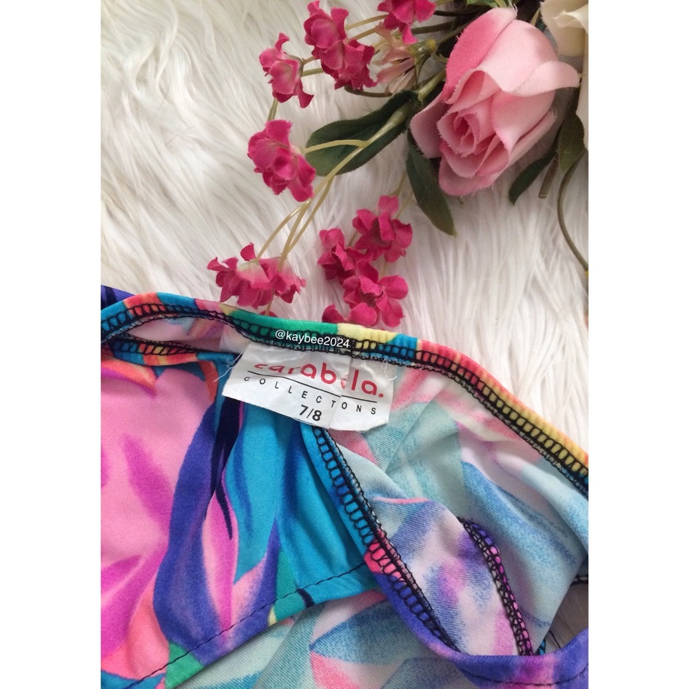 🌿 Vtg 90’s Rainbow Floral High Cut Bikini Bottoms - Picture 2 of 4